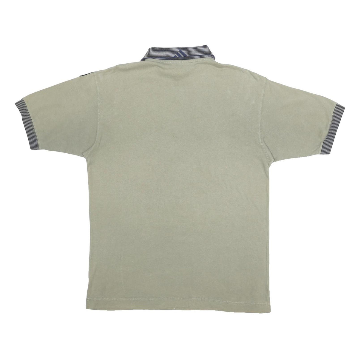 ADIDAS Mens Beige & Grey Basic Polo Shirt L Cotton Blend Stripe Collar Casual