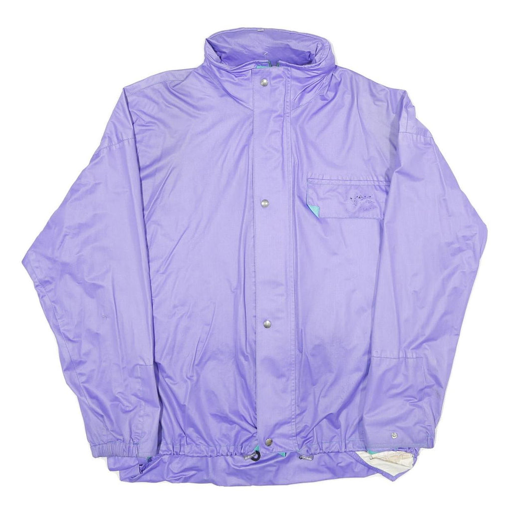 Mens Purple Nylon Zip Jacket L Outerwear Regular Fit Lightweight Pocketed