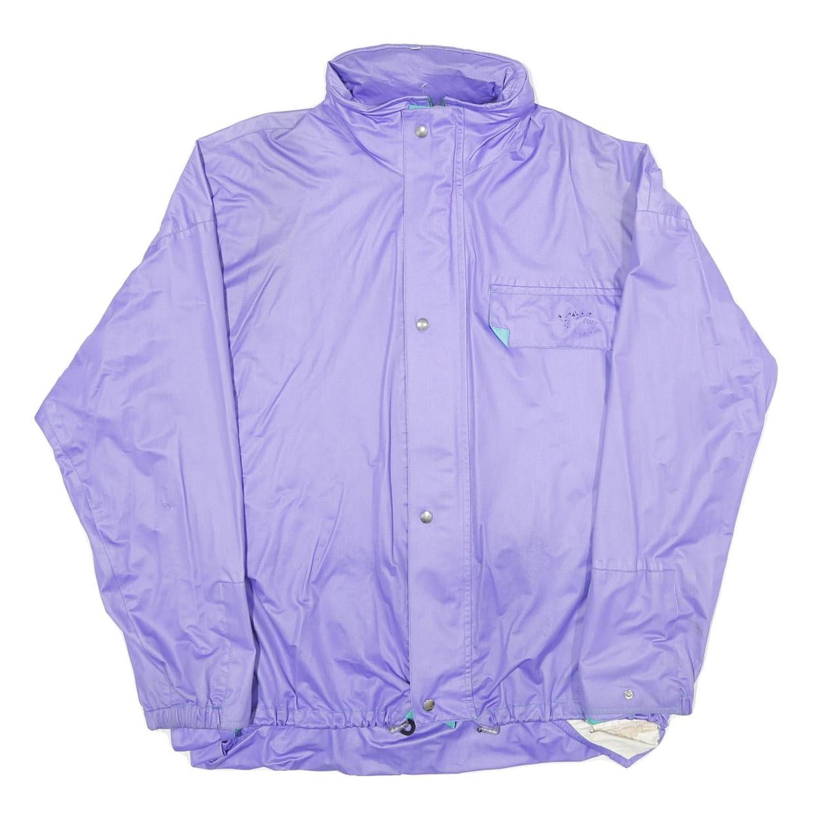 Mens Purple Nylon Zip Jacket L Outerwear Regular Fit Lightweight Pocketed