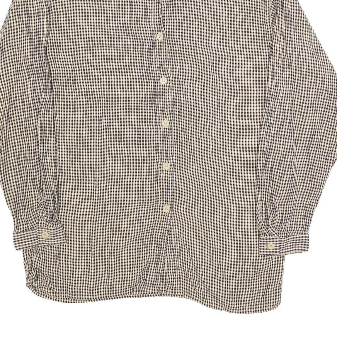 KAREN KANE Womens Black & White Checked Shirt Long Sleeve Button Neck M Casual