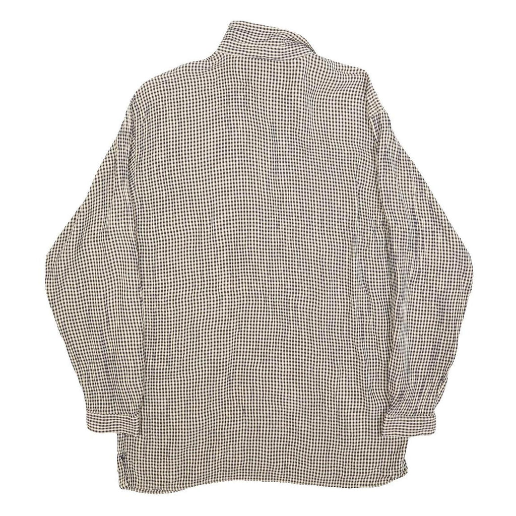 KAREN KANE Womens Black & White Checked Shirt Long Sleeve Button Neck M Casual