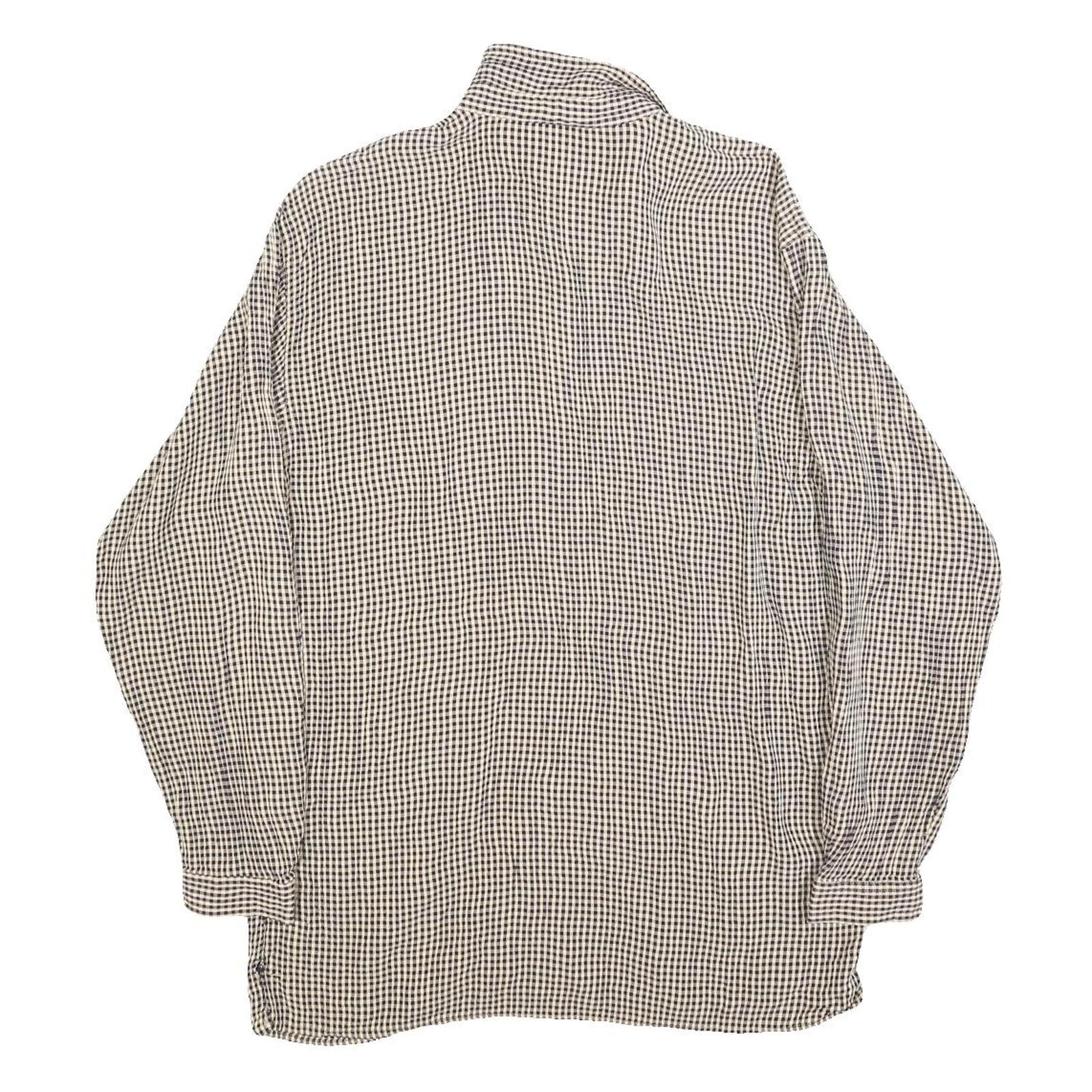 KAREN KANE Womens Black & White Checked Shirt Long Sleeve Button Neck M Casual