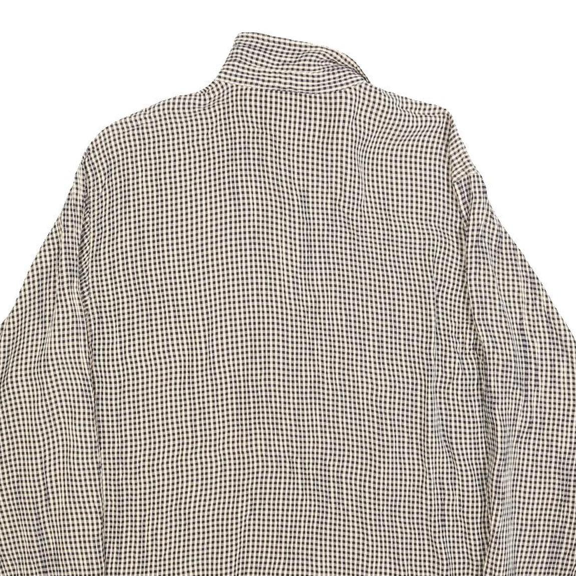 KAREN KANE Womens Black & White Checked Shirt Long Sleeve Button Neck M Casual