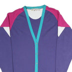 LAUREN HANSEN SPORT Womens Purple & Pink Patterned Button Up Cotton Blend Jumper