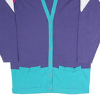 LAUREN HANSEN SPORT Womens Purple & Pink Patterned Button Up Cotton Blend Jumper