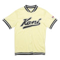 KARL KANI Mens Yellow Black Baseball Style XS Short Sleeve Crew Neck Kani Logo