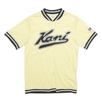 KARL KANI Mens Yellow Black Baseball Style XS Short Sleeve Crew Neck Kani Logo