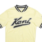 KARL KANI Mens Yellow Black Baseball Style XS Short Sleeve Crew Neck Kani Logo