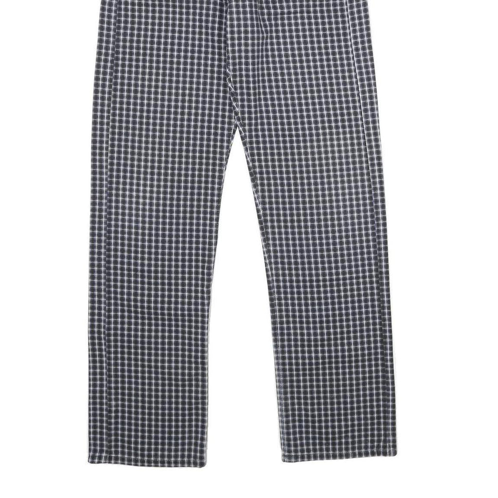 REPLAY Womens Regular Fit Blue Check Straight Leg Trousers W26 L30 Cotton Zip