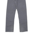 REPLAY Womens Regular Fit Blue Check Straight Leg Trousers W26 L30 Cotton Zip