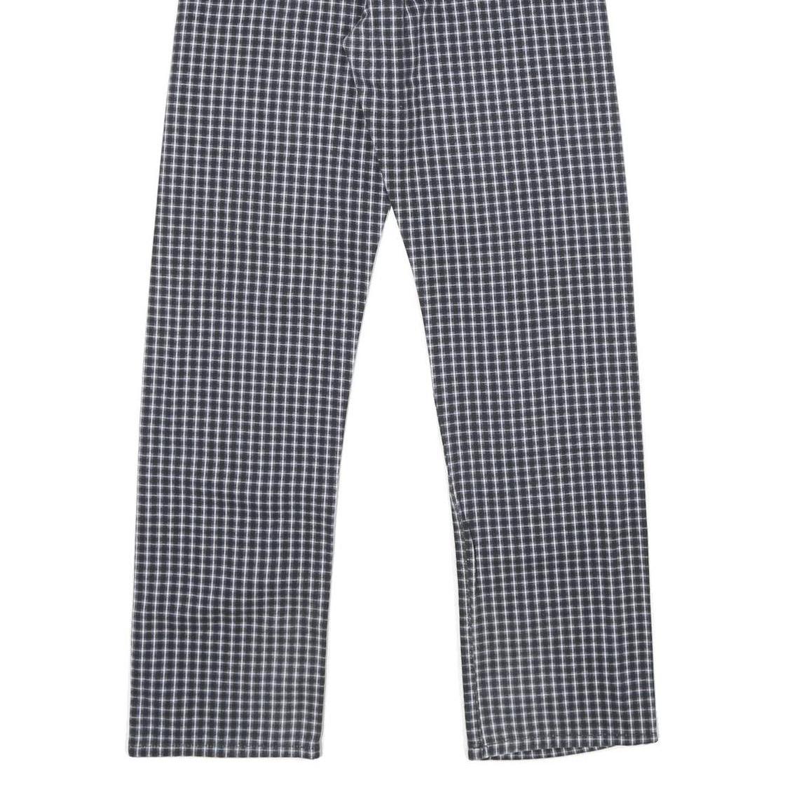 REPLAY Womens Regular Fit Blue Check Straight Leg Trousers W26 L30 Cotton Zip