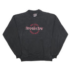 WEK Mens Black Denim Sweatshirt L Spanish Bay Embroidered Collar Pullover