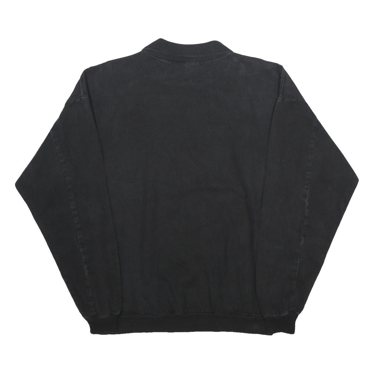 WEK Mens Black Denim Sweatshirt L Spanish Bay Embroidered Collar Pullover