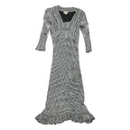 KAREN MILLEN Womens Black & White Fit & Flare Woven Striped Midi Dress XS