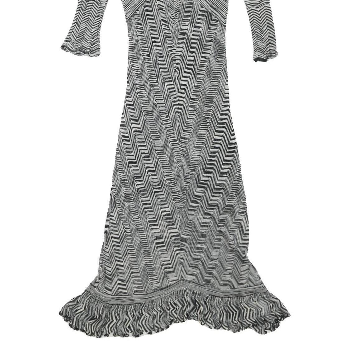 KAREN MILLEN Womens Black & White Fit & Flare Woven Striped Midi Dress XS