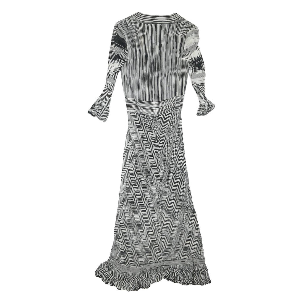 KAREN MILLEN Womens Black & White Fit & Flare Woven Striped Midi Dress XS