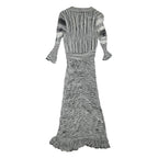 KAREN MILLEN Womens Black & White Fit & Flare Woven Striped Midi Dress XS