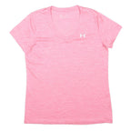 UNDER ARMOUR Womens Pink Heather Performance T-Shirt M Short Sleeve V-Neck