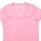 UNDER ARMOUR Womens Pink Heather Performance T-Shirt M Short Sleeve V-Neck