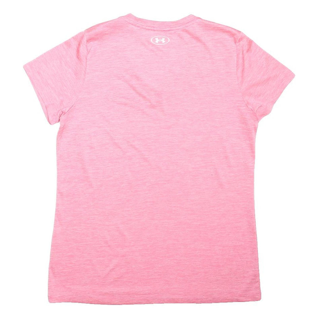 UNDER ARMOUR Womens Pink Heather Performance T-Shirt M Short Sleeve V-Neck