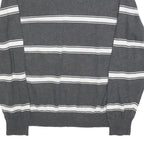 TOMMY HILFIGER Mens Grey & White Patterned Jumper V-Neck Basic Knit L Cotton