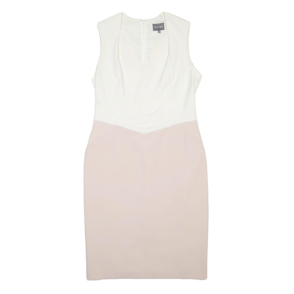 PHASE EIGHT Womens Cream & Pink Sleeveless V-Neck Pencil Polyester Blend Dress