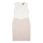 PHASE EIGHT Womens Cream & Pink Sleeveless V-Neck Pencil Polyester Blend Dress
