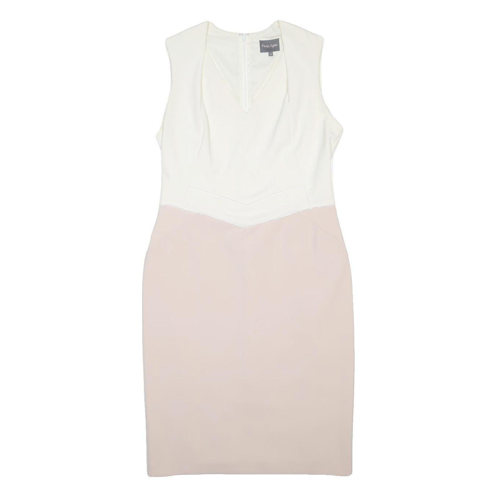 PHASE EIGHT Womens Cream & Pink Sleeveless V-Neck Pencil Polyester Blend Dress
