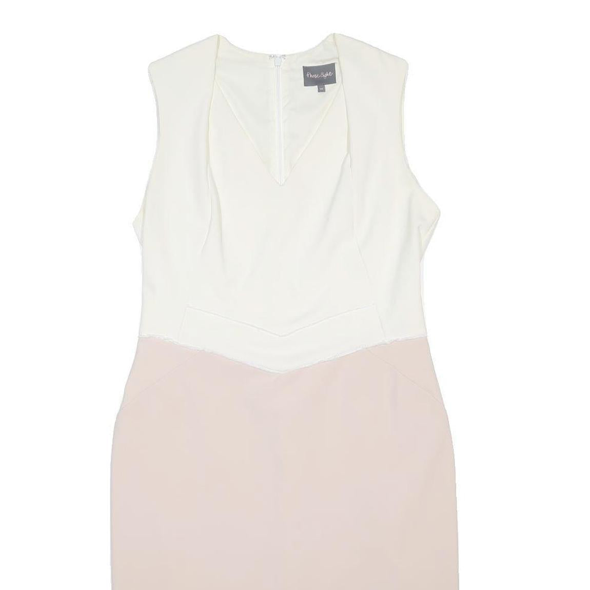 PHASE EIGHT Womens Cream & Pink Sleeveless V-Neck Pencil Polyester Blend Dress