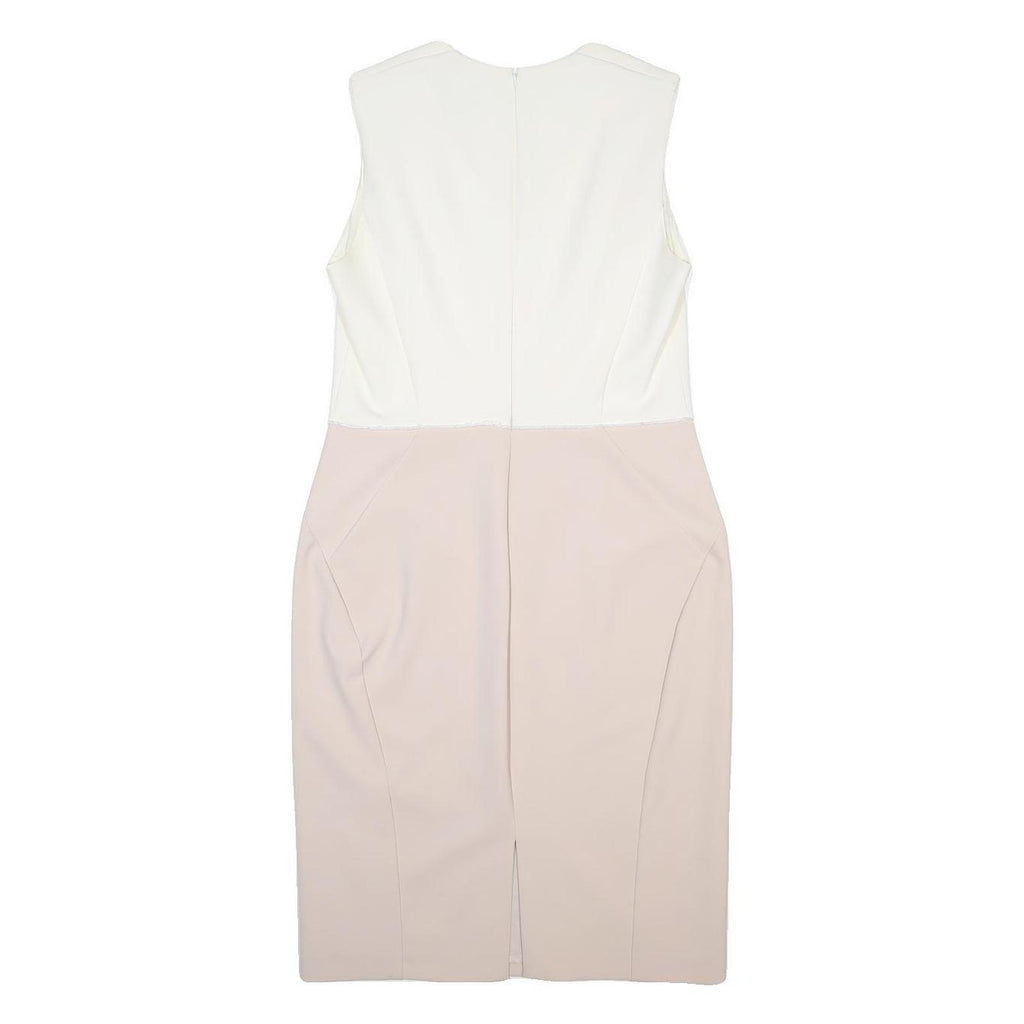 PHASE EIGHT Womens Cream & Pink Sleeveless V-Neck Pencil Polyester Blend Dress