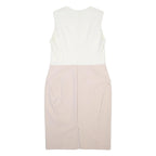 PHASE EIGHT Womens Cream & Pink Sleeveless V-Neck Pencil Polyester Blend Dress