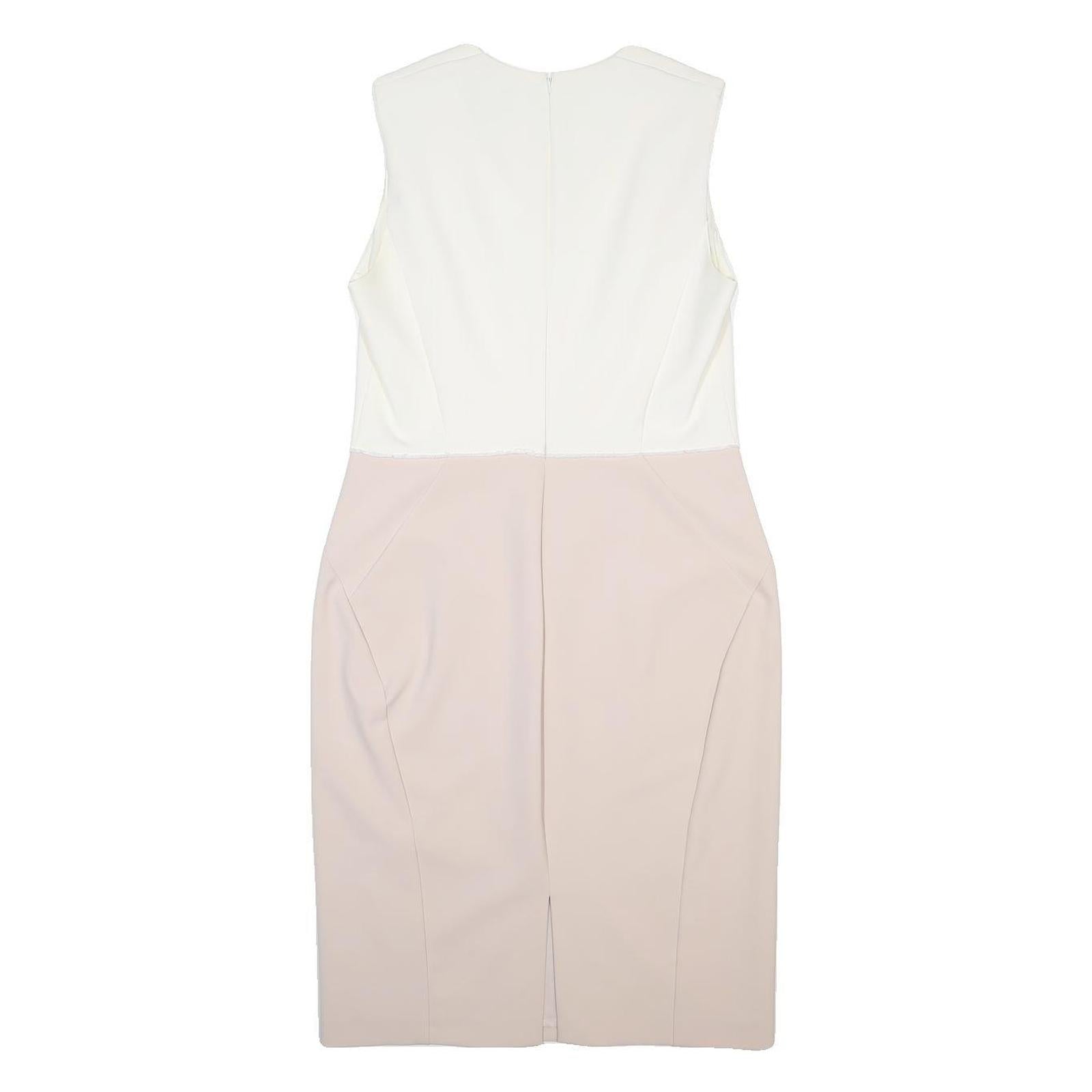 PHASE EIGHT Womens Cream & Pink Sleeveless V-Neck Pencil Polyester Blend Dress