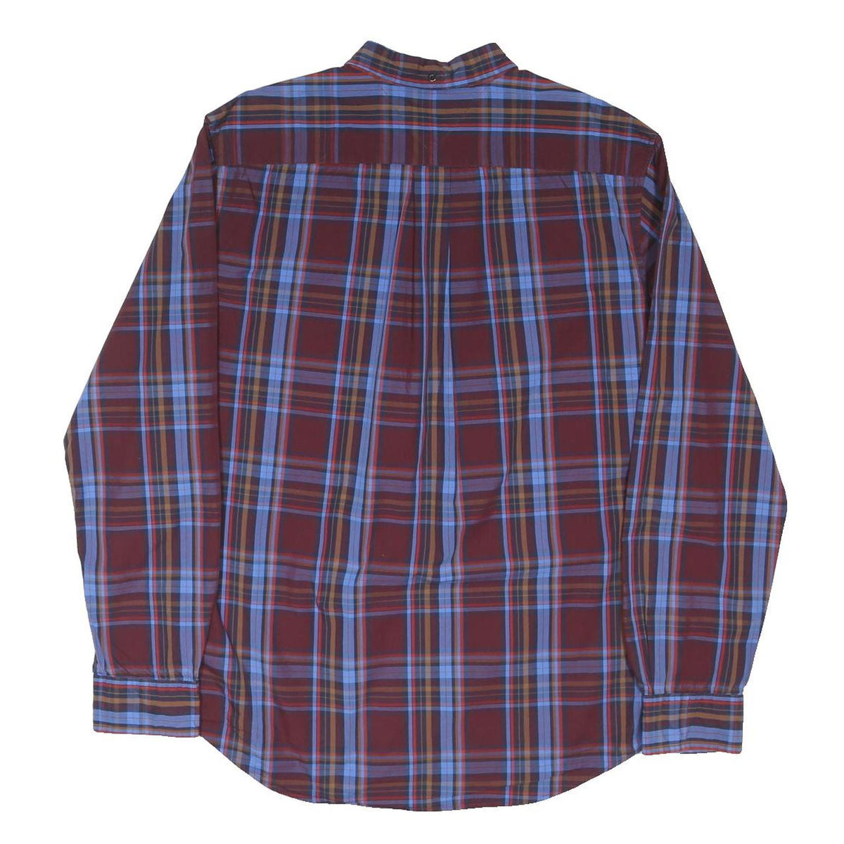 TOMMY HILFIGER Mens Red & Blue Checked Shirt L Button-Down Collar Long Sleeve