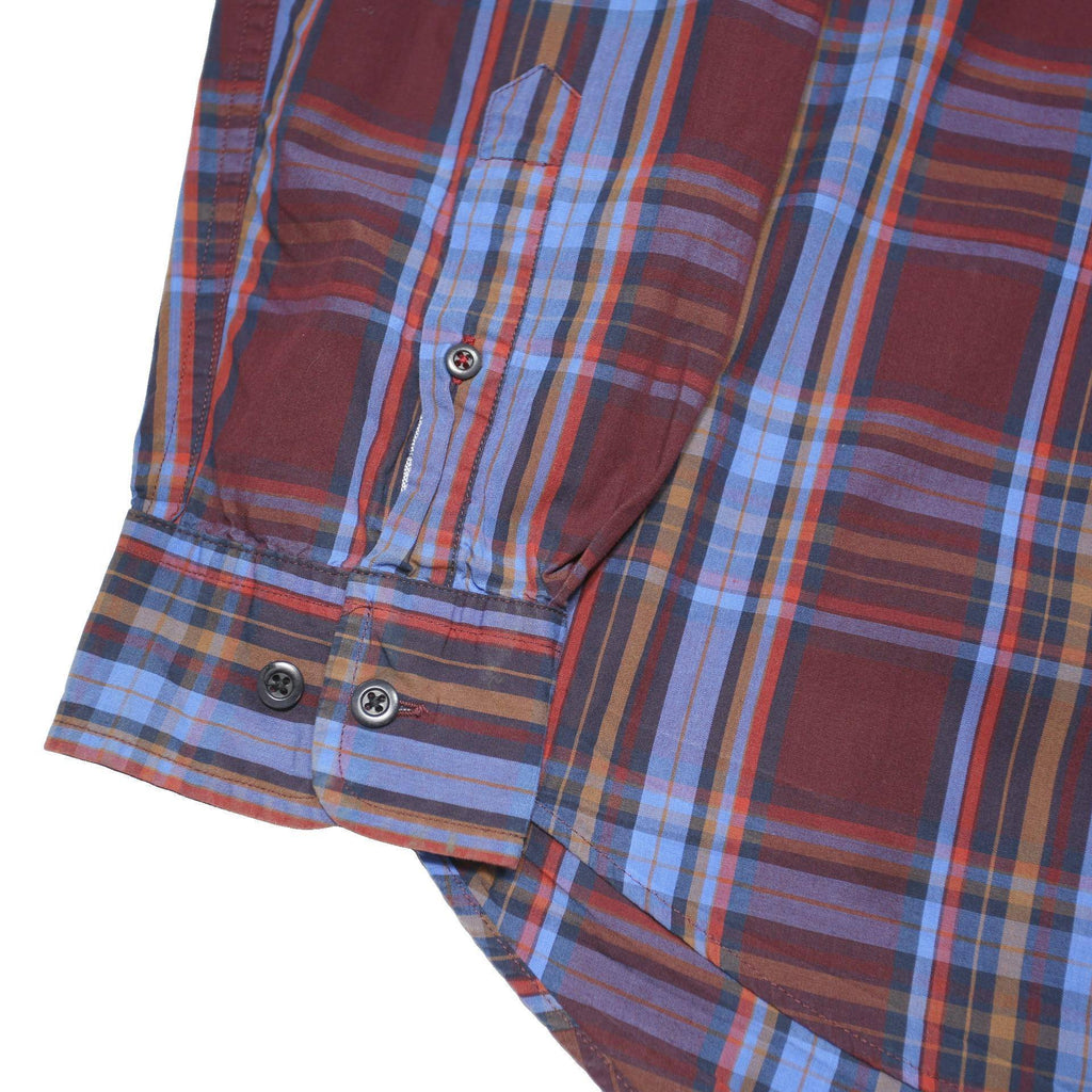 TOMMY HILFIGER Mens Red & Blue Checked Shirt L Button-Down Collar Long Sleeve