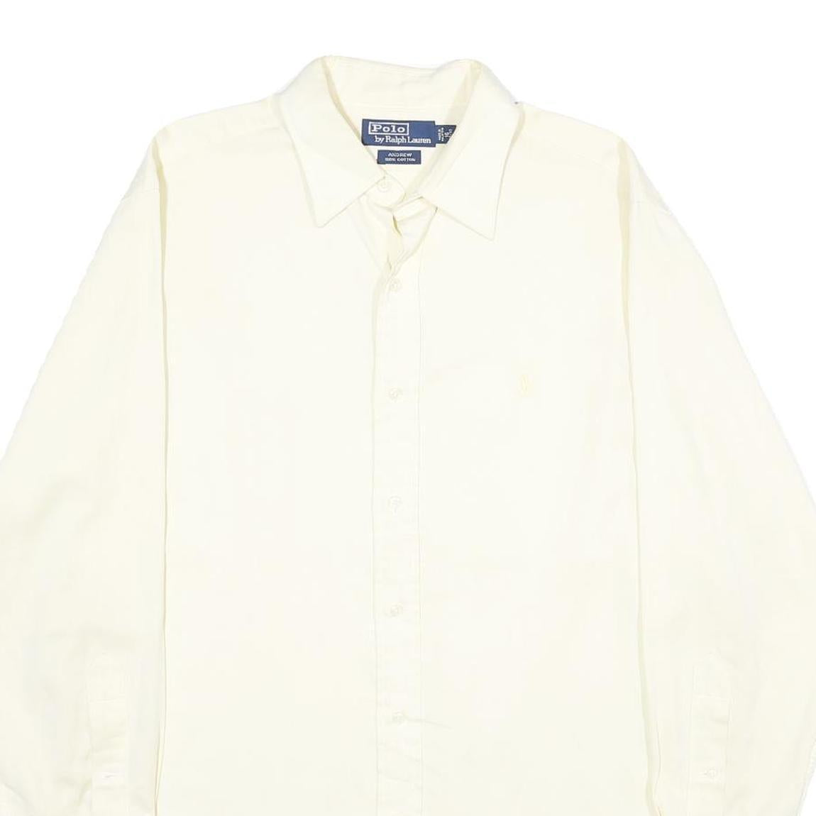 POLO RALPH LAUREN Mens Cream Shirt L Classic Cotton Long Sleeve Casual