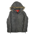 KAPPA Womens Grey Faux Fur Hooded Zip Jacket L Polyester Blend Puffer Warm