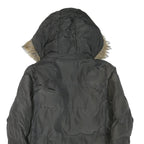 KAPPA Womens Grey Faux Fur Hooded Zip Jacket L Polyester Blend Puffer Warm