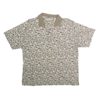 MUNSINGWEAR Mens Beige & Black Leaf Print Short Sleeve Polo Shirt XL Cotton