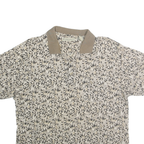 MUNSINGWEAR Mens Beige & Black Leaf Print Short Sleeve Polo Shirt XL Cotton