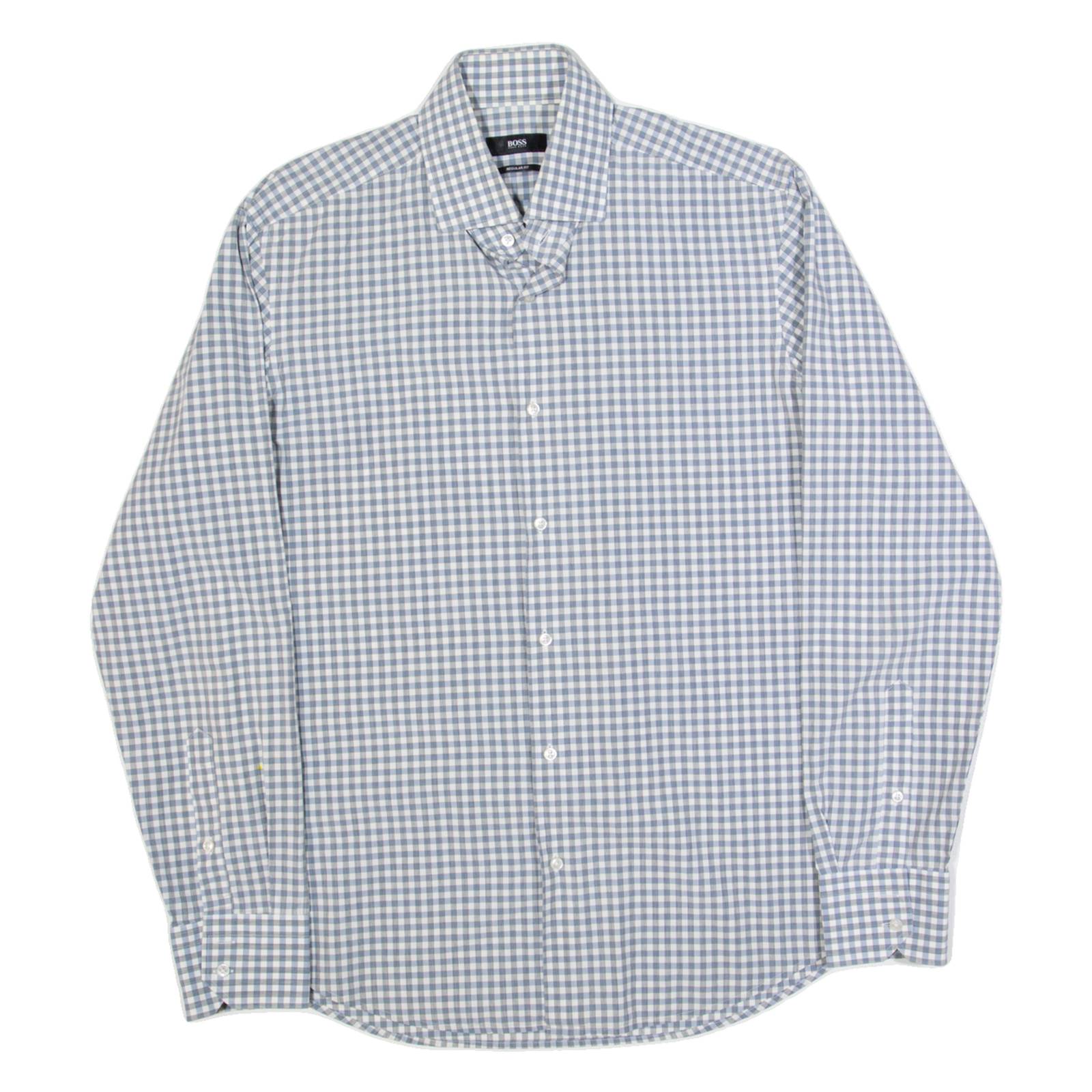 BOSS HUGO BOSS Mens Shirt Grey Check Long Sleeve M