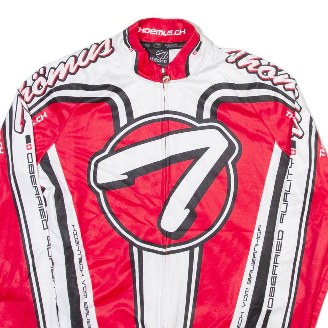 THOEMUS Cycling Full Zip Mens Jersey Red Long Sleeve S