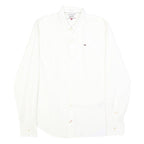 HILFIGER DENIM Mens White Shirt S Cotton Blend Classic Long Sleeve Button Collar