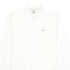 HILFIGER DENIM Mens White Shirt S Cotton Blend Classic Long Sleeve Button Collar