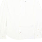 HILFIGER DENIM Mens White Shirt S Cotton Blend Classic Long Sleeve Button Collar