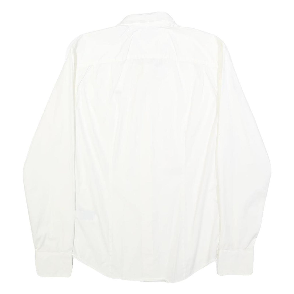 HILFIGER DENIM Mens White Shirt S Cotton Blend Classic Long Sleeve Button Collar