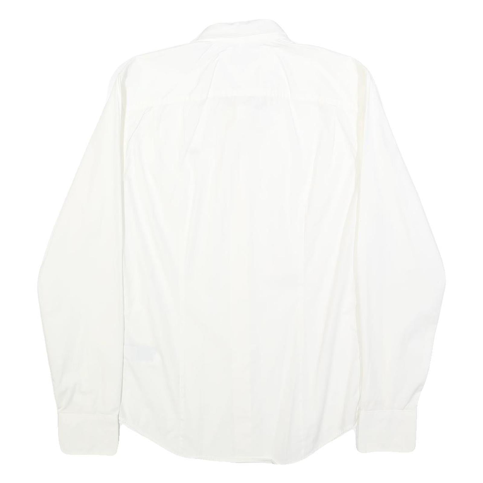 HILFIGER DENIM Mens White Shirt S Cotton Blend Classic Long Sleeve Button Collar