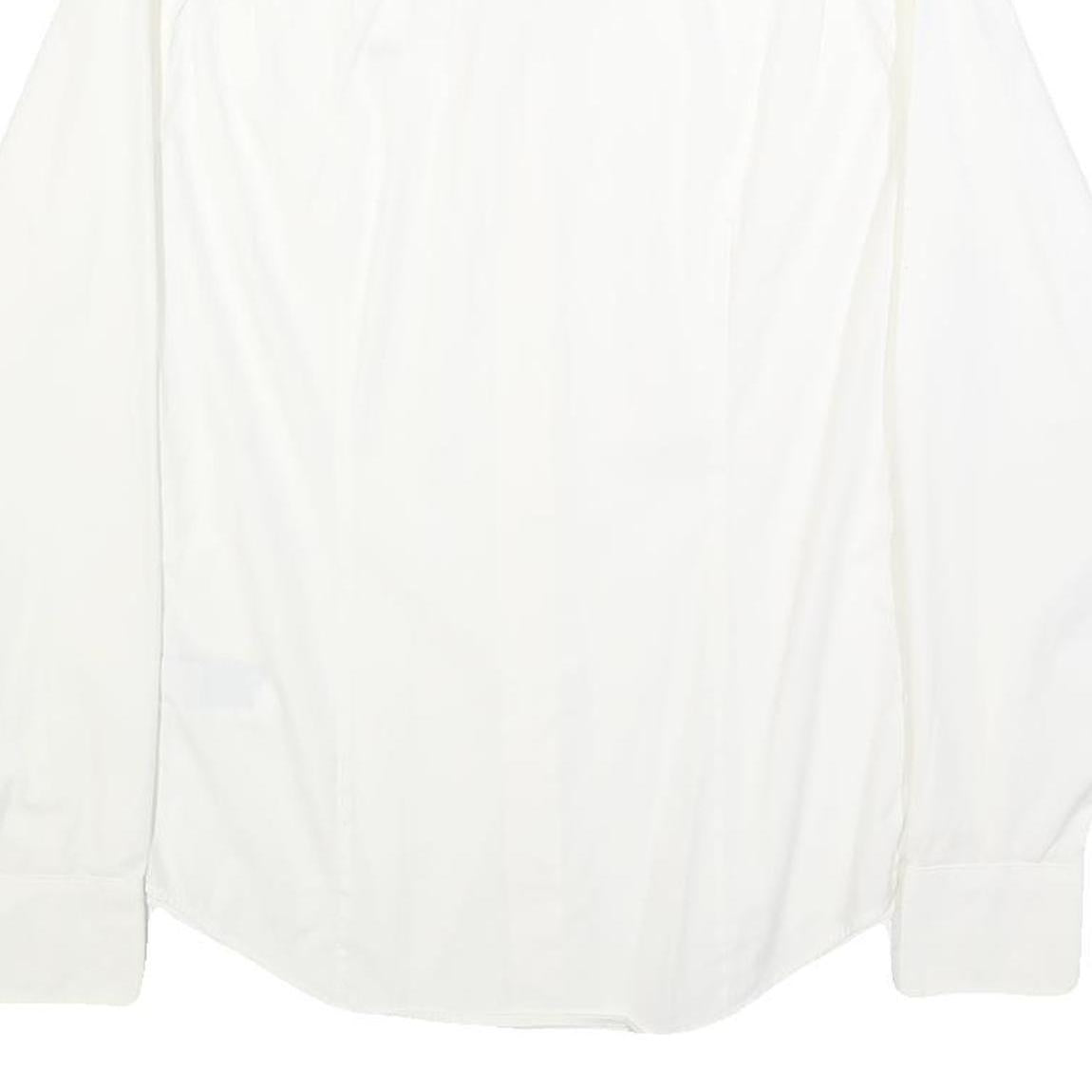 HILFIGER DENIM Mens White Shirt S Cotton Blend Classic Long Sleeve Button Collar