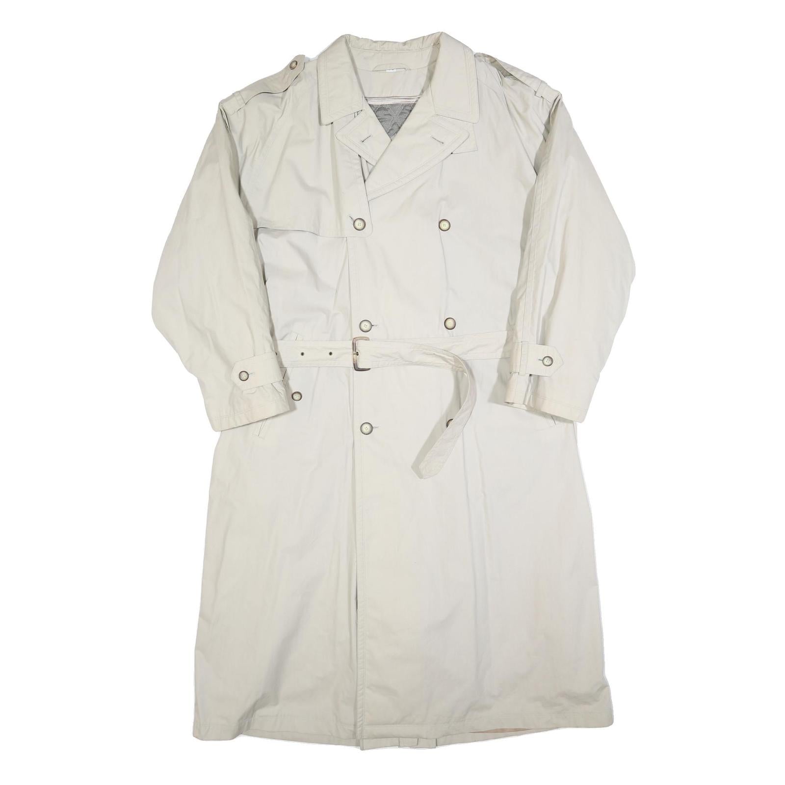 HIM Mens Cream Cotton Long Sleeve Double Breasted Button Trench Jacket XL