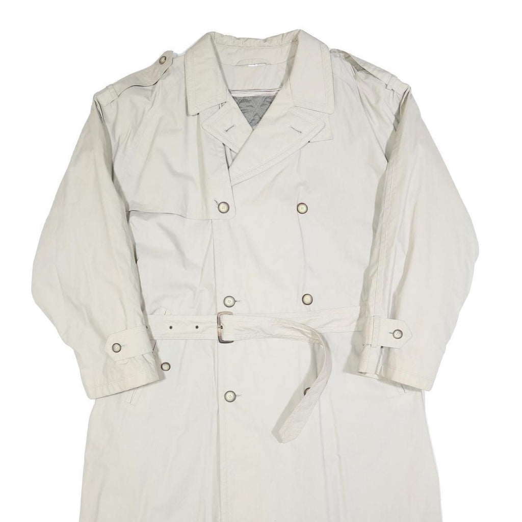 HIM Mens Cream Cotton Long Sleeve Double Breasted Button Trench Jacket XL