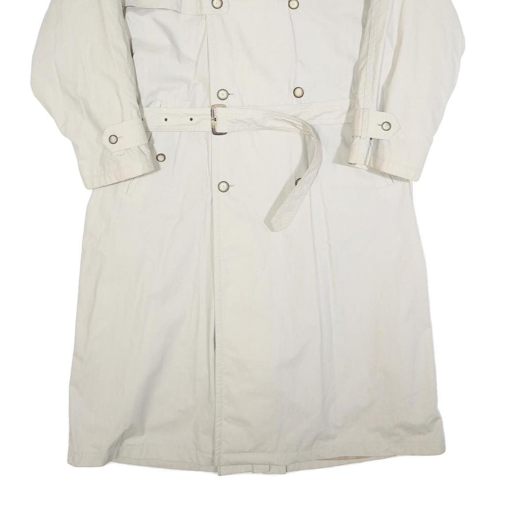 HIM Mens Cream Cotton Long Sleeve Double Breasted Button Trench Jacket XL